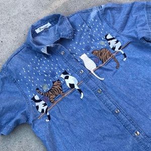 Vintage Embroidered Button Up